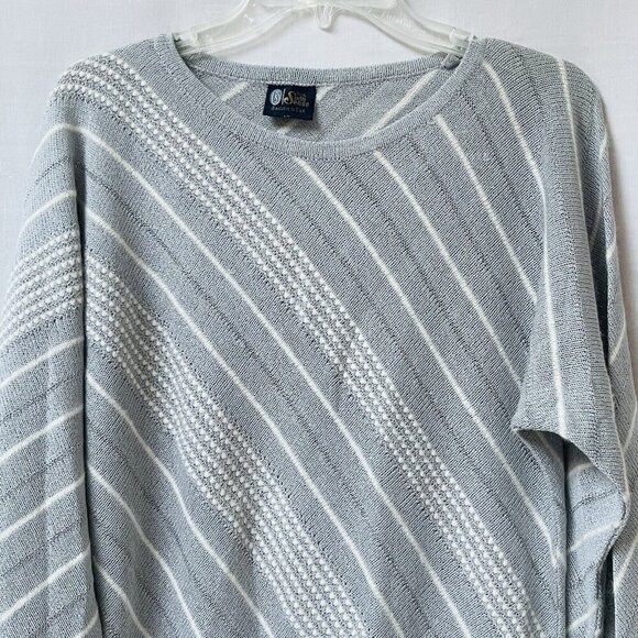 Vintage Sweater Womens Large Artsy Wool Angora Stripes Your Sixth Sense 80s - Picture 10 of 11